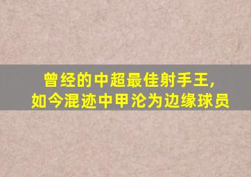 曾经的中超最佳射手王, 如今混迹中甲沦为边缘球员